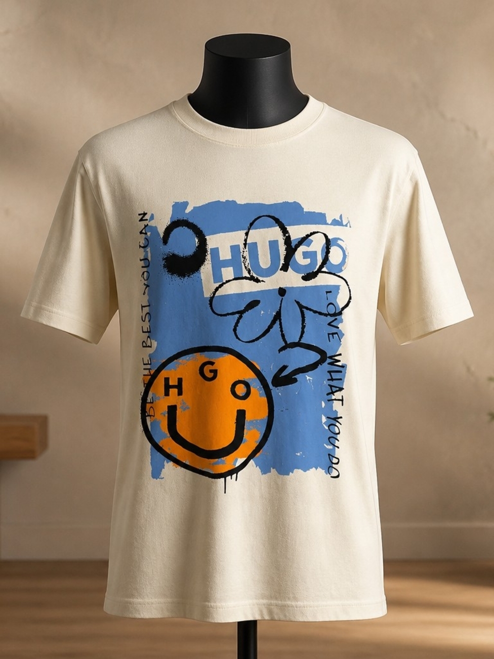 HUGO BLUE T-shirt with graffiti print Size XXL